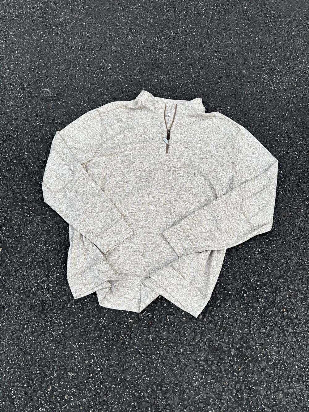 Greg Norman Half-Zip Pullover Size XXL Heather Beige Elbow Patches